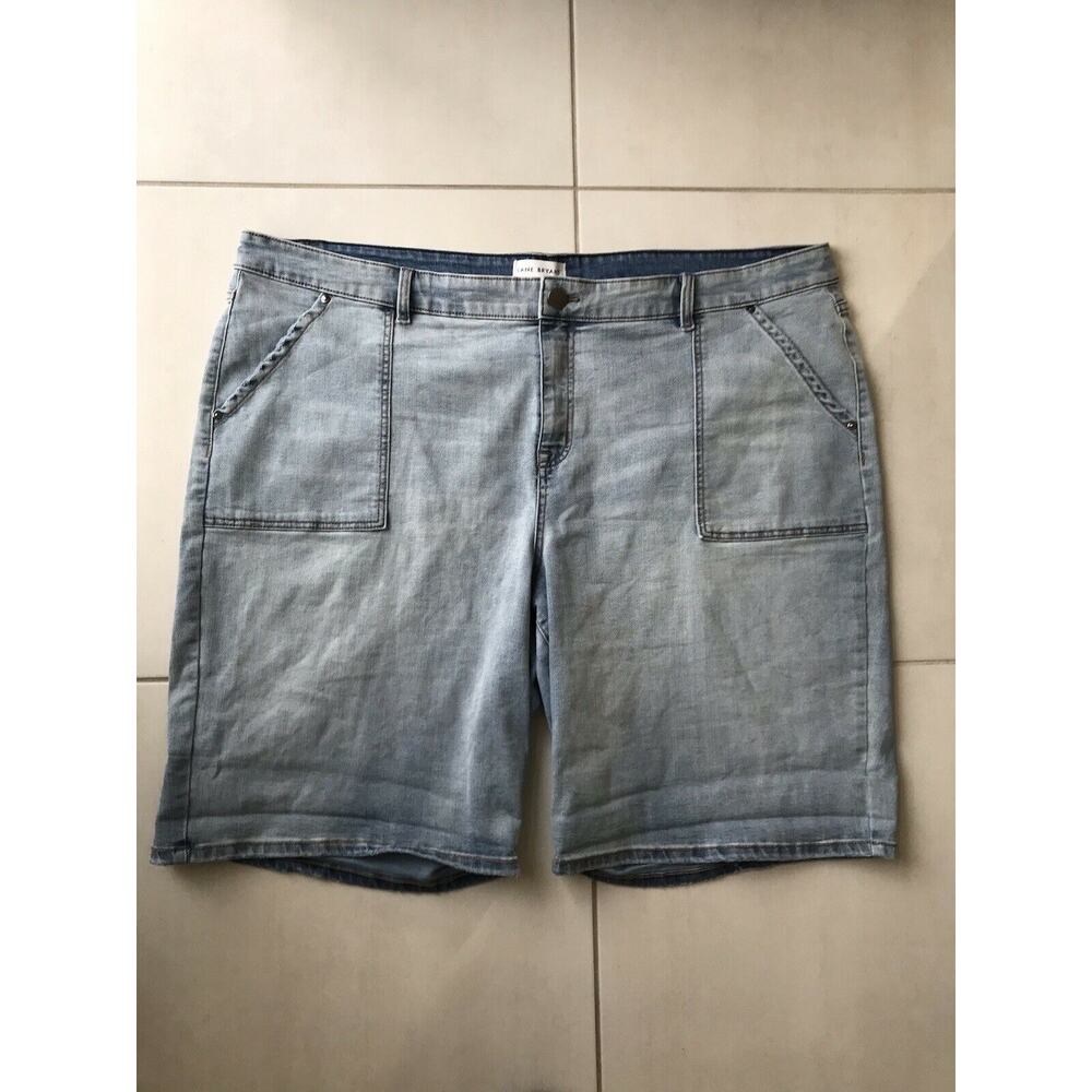 Lane Bryant Jean Shorts Mid Rise Boyfriend Bermuda Denim